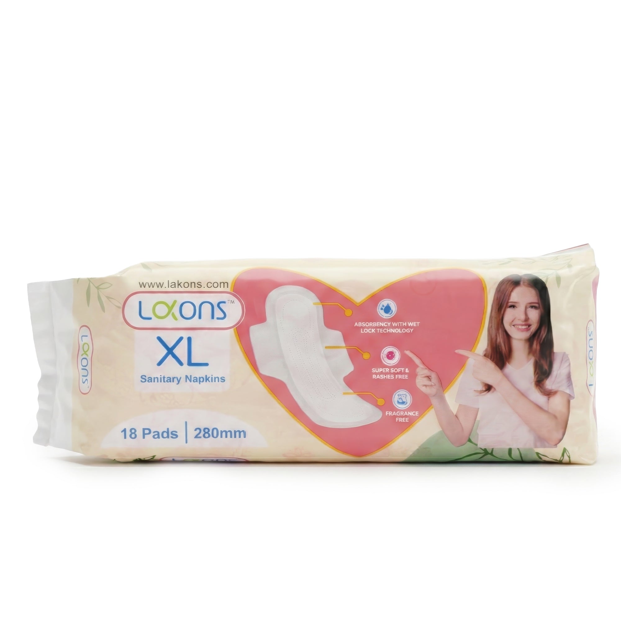Lakons sanitary napkin package on a white background