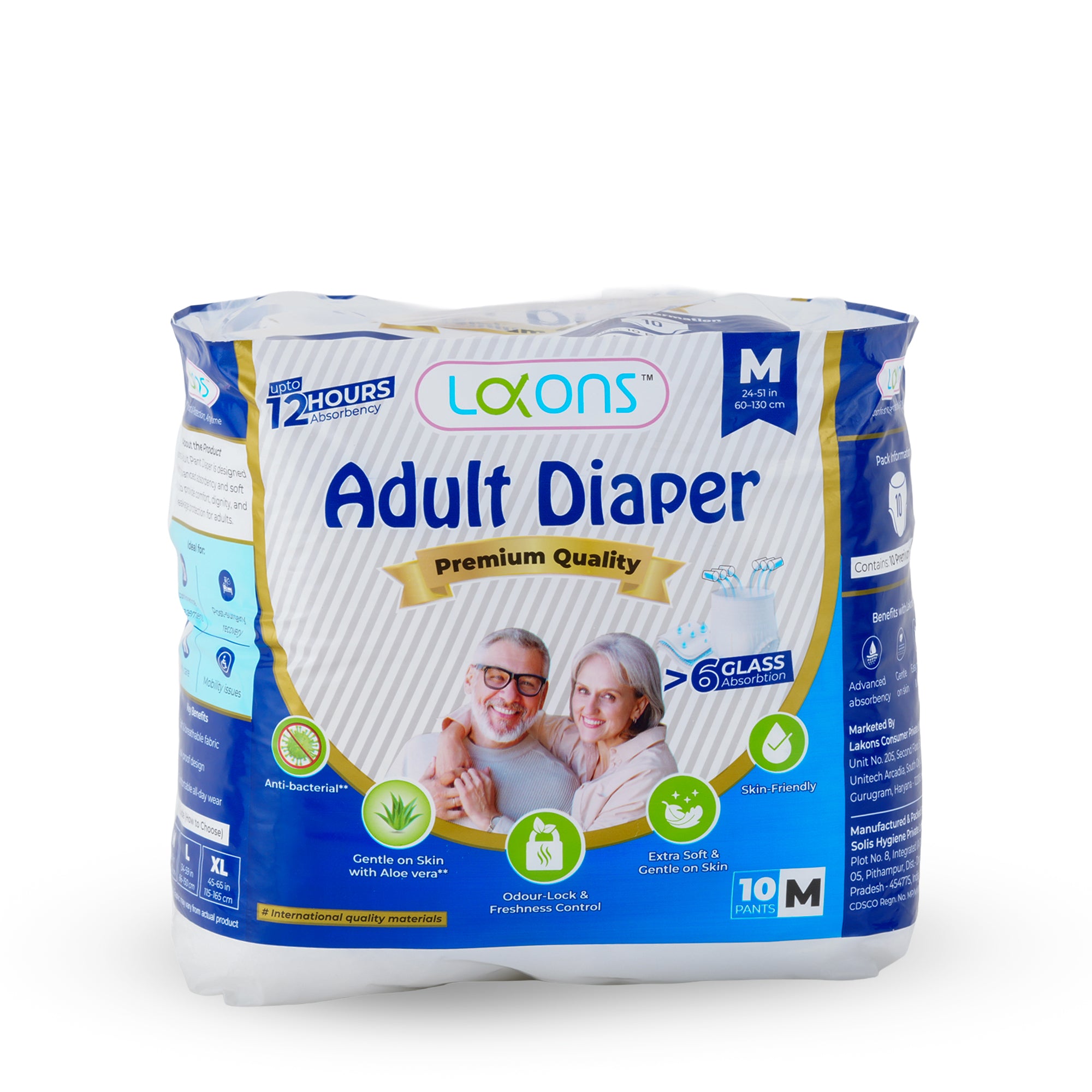 Package of Lakons adult diapers on a white background